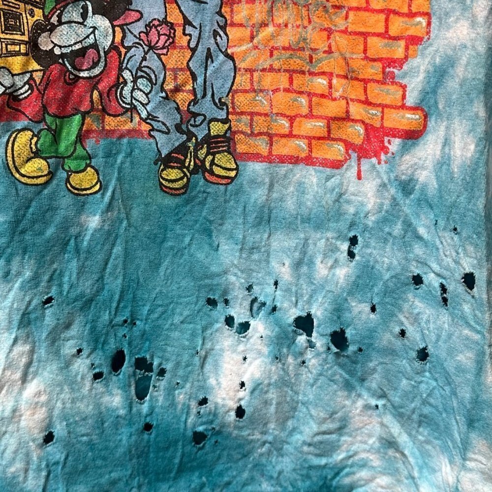 Betty Boop Size Medium Tee Shirt Cotton Tie Dyed Holes Tie Dye Blue Handmade - Picture 4 of 8